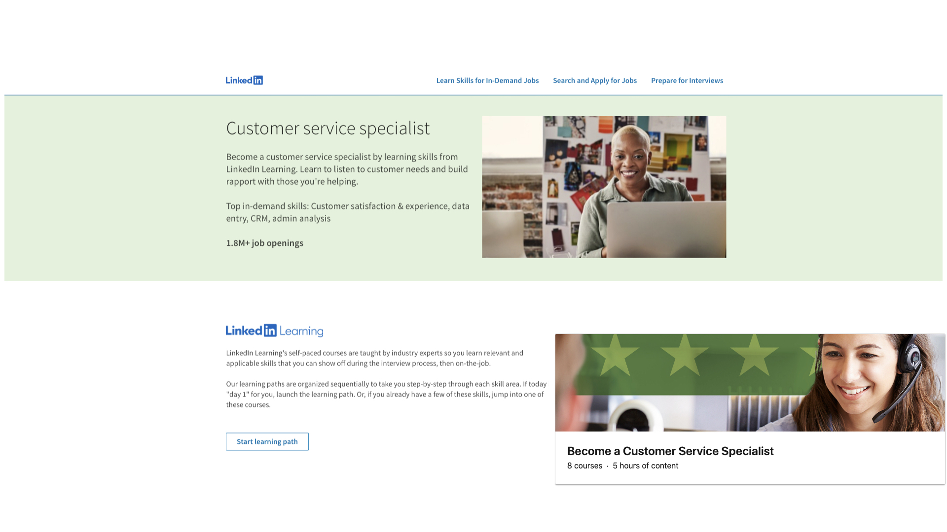Customer service specialist path