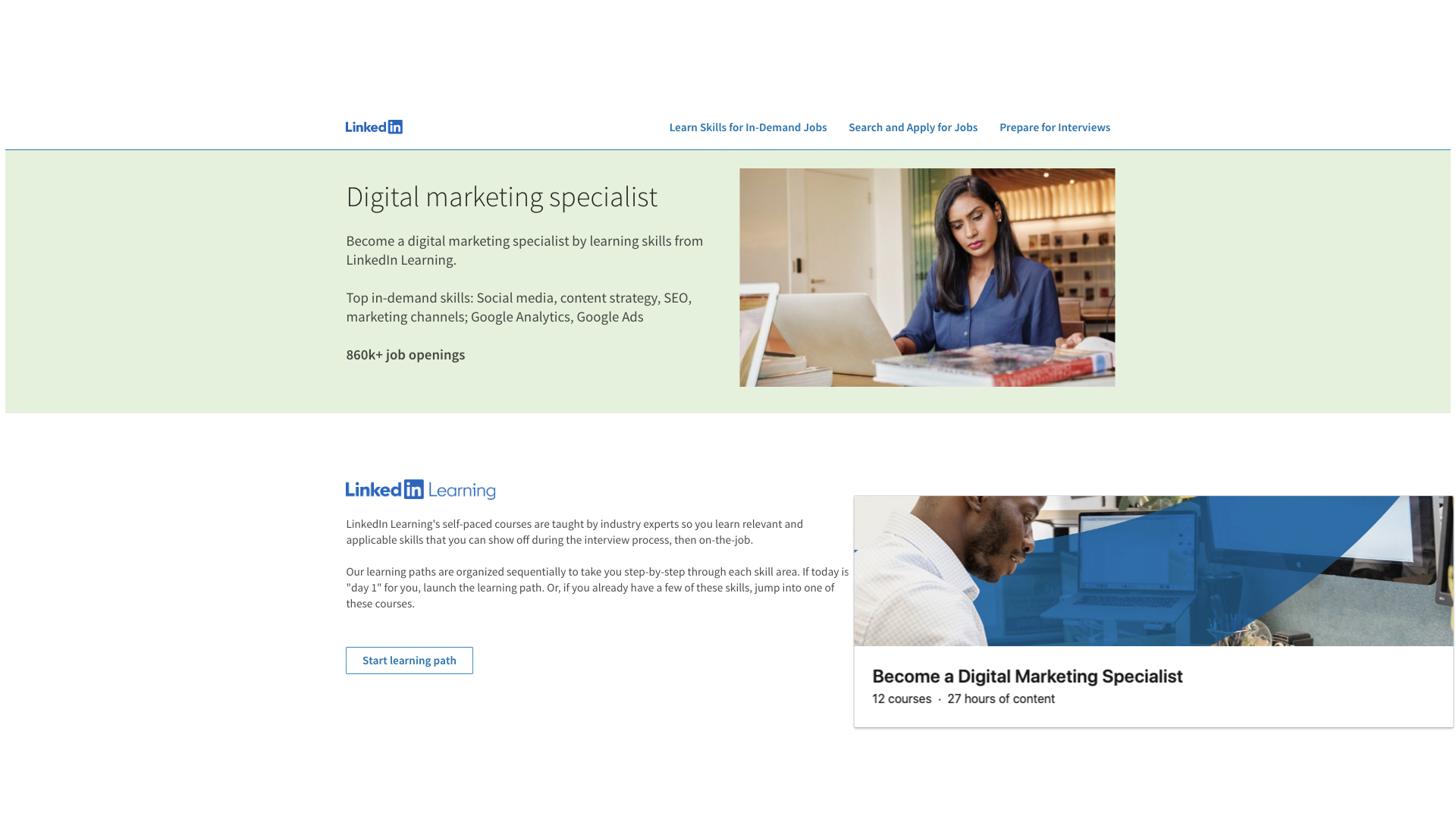 Digital marketing specialist path